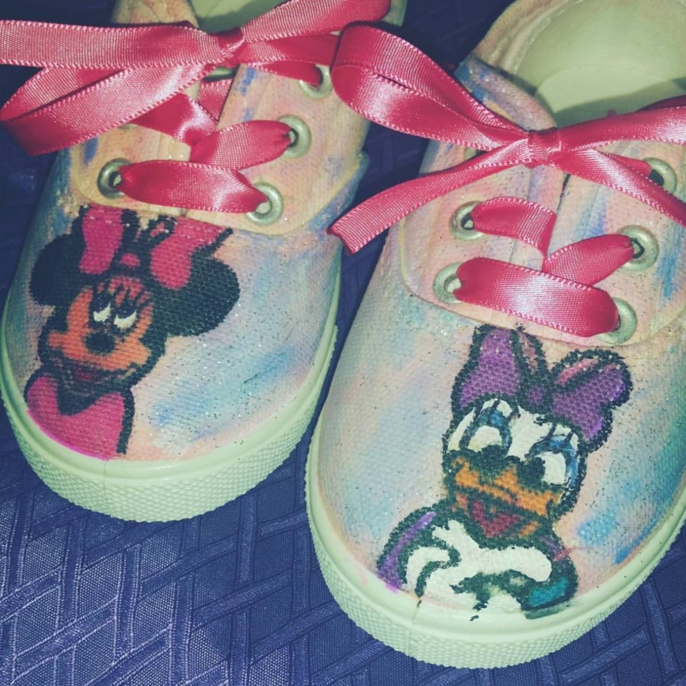 Minnie and daisy hand painted shoes